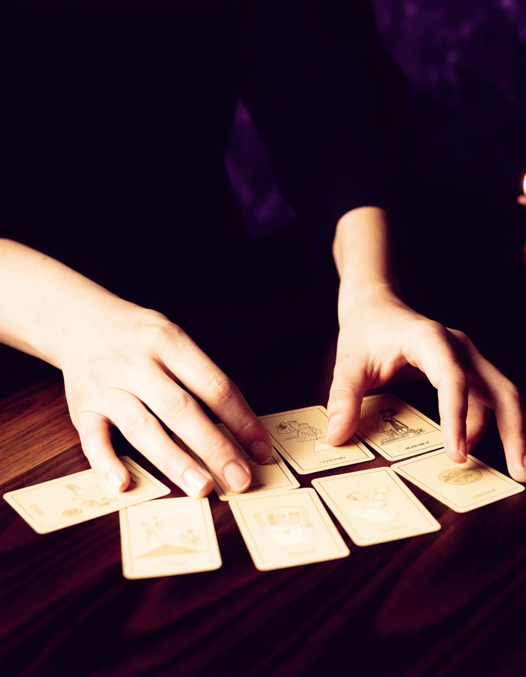 Private Lenormand-Legung an einem ruhigen Tisch